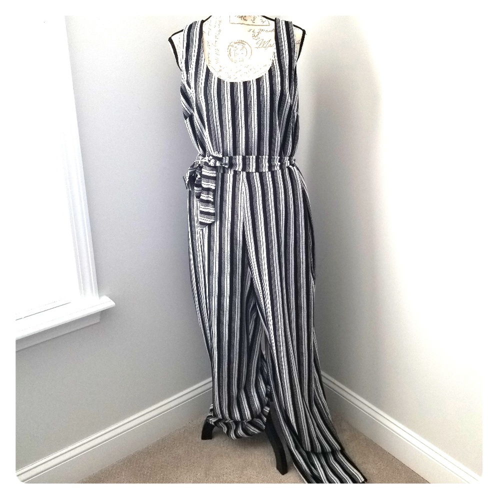 NWT Karl Lagerfeld Paris Striped Jumpsuit
